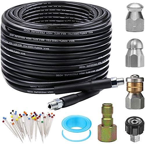 ZOFINE 50FT Sewer Jetter Kit with 5800PSI Hose and 6 Nozzles