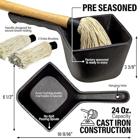Elevate Grilling with Cast Iron Basting Pot Set