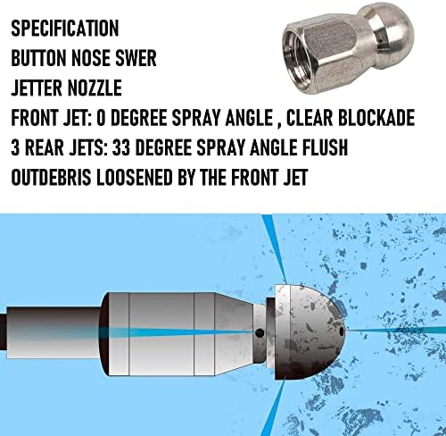 Efficient 100FT sewer jetting kit for pressure washers