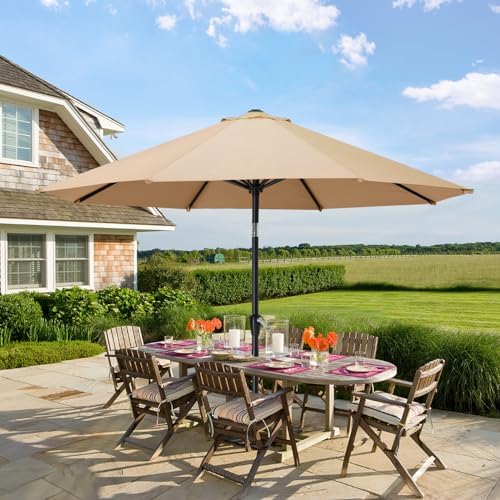 MASTERCANOPY Portable 10ft Khaki Umbrella for Outdoor Tables