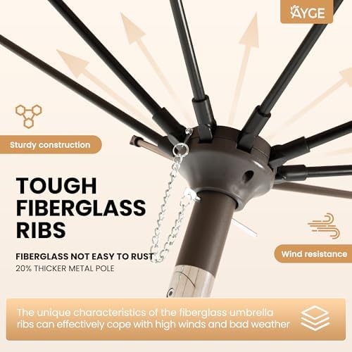 Sturdy 9FT patio umbrella with push-button tilt easy setup