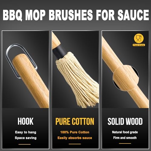 Easy to Use Durable 18 Wooden Grilling Basting Mop