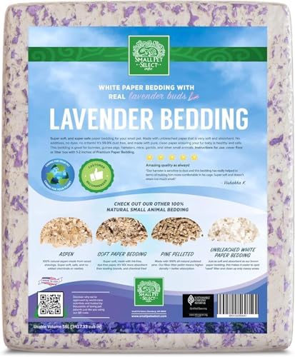 Small Pet Select White Paper Bedding with Lavender 56L