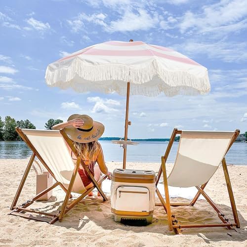 AMMSUN Boho Fringe Umbrella Tassel UPF50 Protection