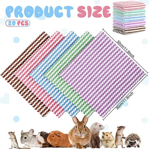 Moukeren 20Pcs Multicolor Guinea Pig Fleece Bedding Blankets