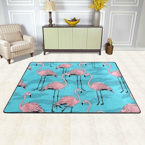 Flamingos Flannel Non-Slip Floor Mat with Memory Foam 36X24