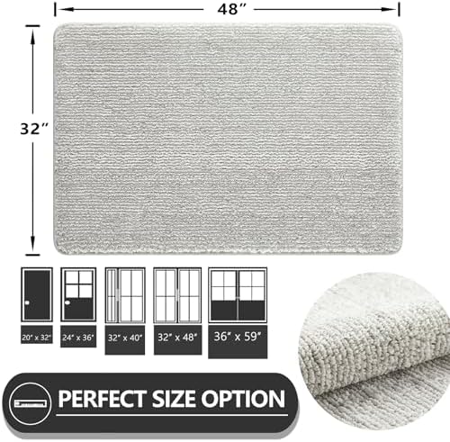 REFETONE 32x48 Indoor Doormat Grey Non-Slip