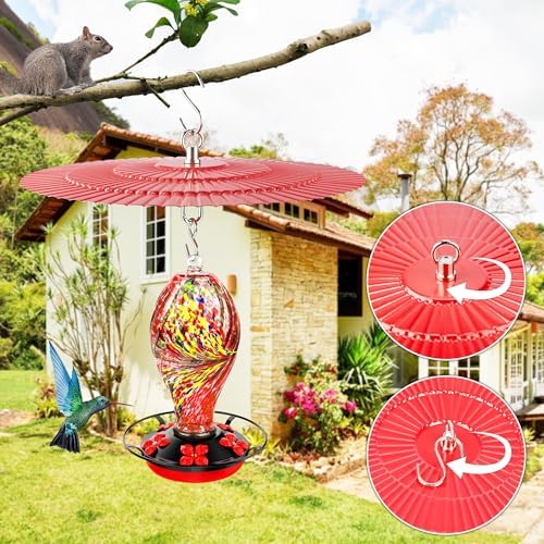 112 Inch Metal Bird Feeder Rain Guard 2 Pack Red Dome Shield