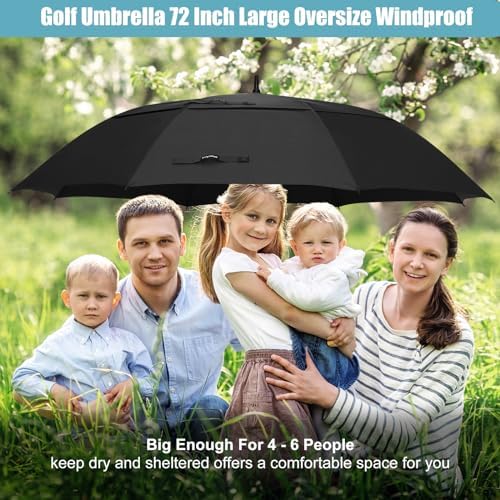72 Inch Large Windproof Golf Umbrella With Double Canopy