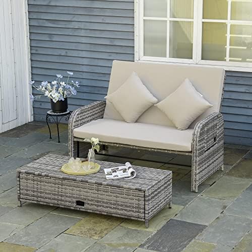 Stylish Outdoorsy Wicker Patio Daybed Set for Relaxing
