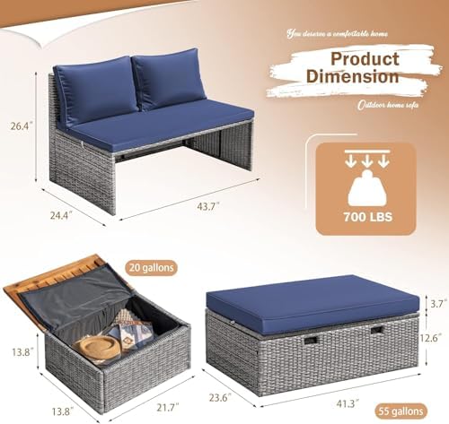 Devoko Outdoor Day Bed 2 Storage Tables