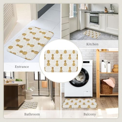 Gold Glitter Pineapples 40x60 Hem Mat