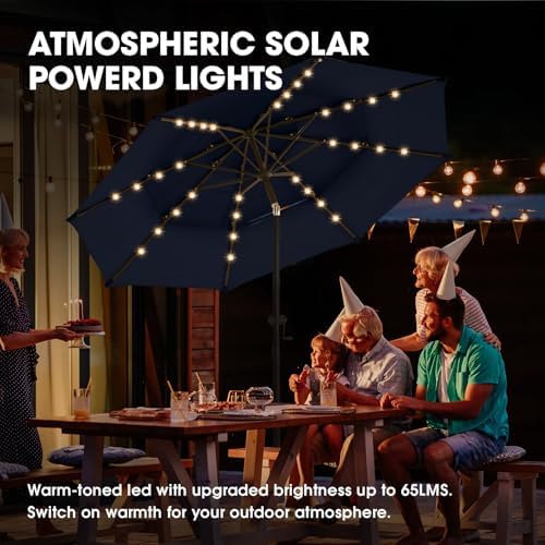 WikiWiki 9FT 3Tiers Solar Led Patio Umbrella