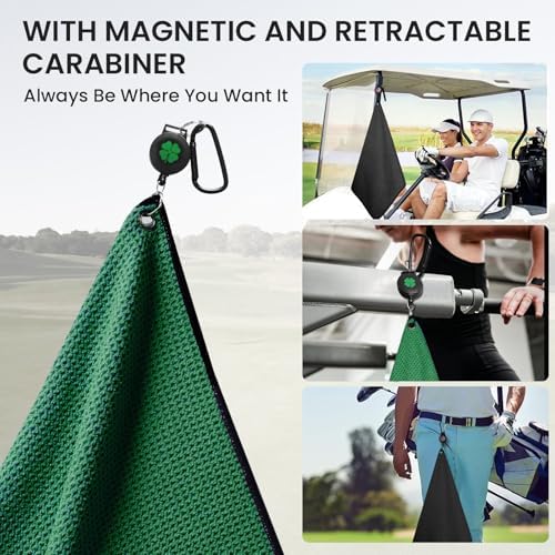 Golf Towels with Magnetic Retractable Carabiner Set