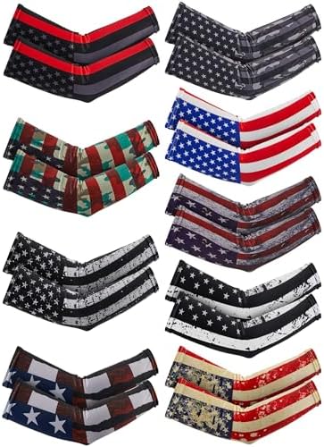 Jecery 9 Pairs Kids Youth Arm Sleeves Baseball American Flag Compression