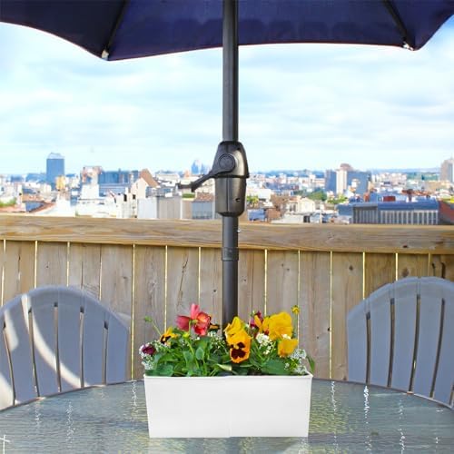 White Square Umbrella Planter for Patio Tables