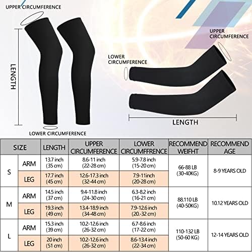 Geyoga 4 Pairs Kids Leg Arm Sleeves Compression Clothing
