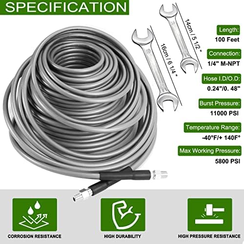 West Bay 100FT Pressure Washer Sewer Jetter Kit for Deep Cleaning