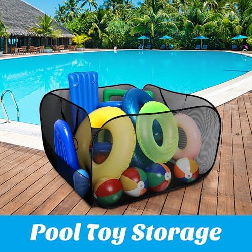 Adnee Pool Toy Storage Bin - Durable Mesh Organizer for Pools Yards