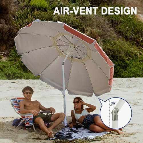 8-Foot UV Protection Beach Umbrella with Sand Anchor