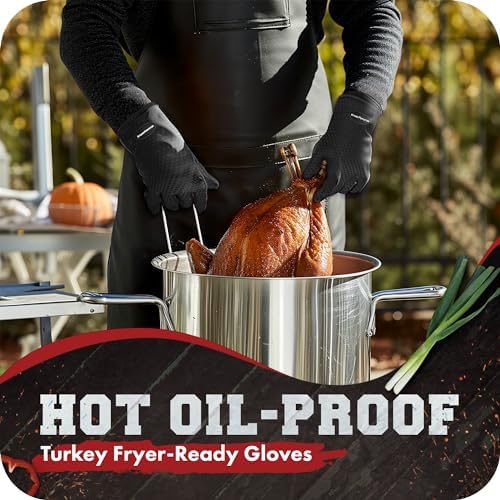 Set of 4 Extreme Heat Resistant Silicone Oven Gloves with Waterproof Protection