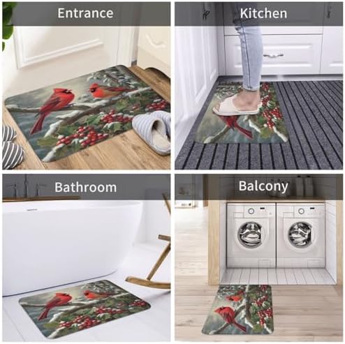 Welcome Weekend Warrior Winter Red Birds Door Mat
