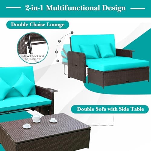 Tangkula patio wicker daybed set