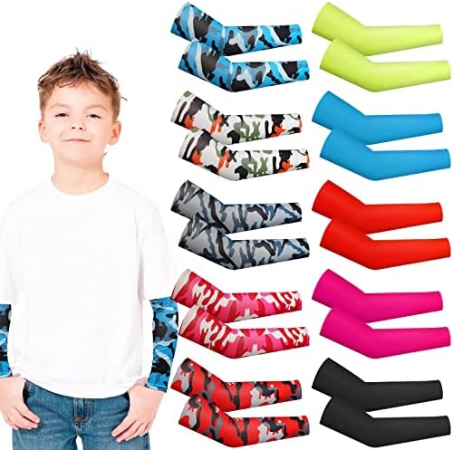 Xuhal 10 Pair Kids Arm Sleeves for Basketball Baseball UV Protection