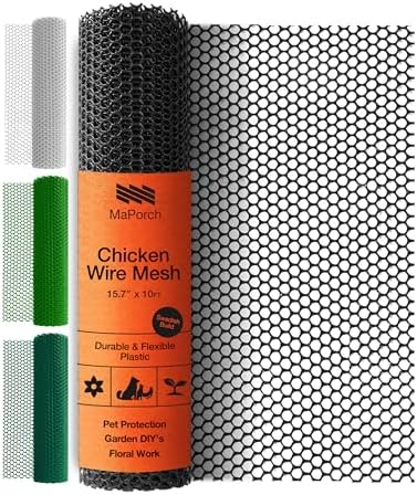 MAPORCH Black Plastic Wire Mesh Fence for Poultry Dogs Rabbits - Snake Barrier