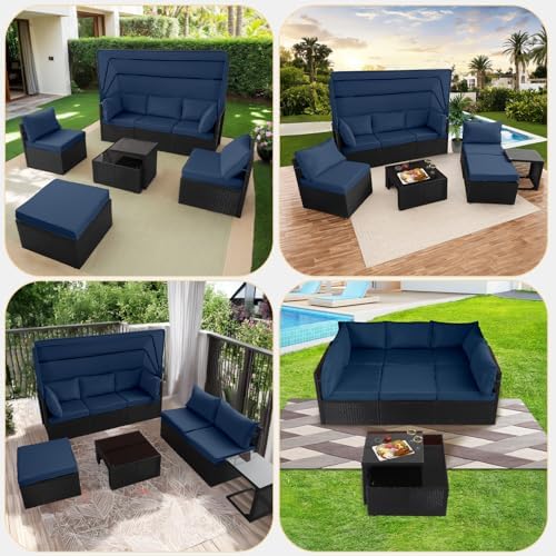8-Piece Outdoor Patio Set Weather-Resistant Sun-Shading