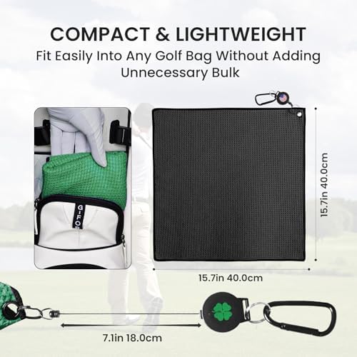 Golf Towels with Magnetic Retractable Carabiner Set