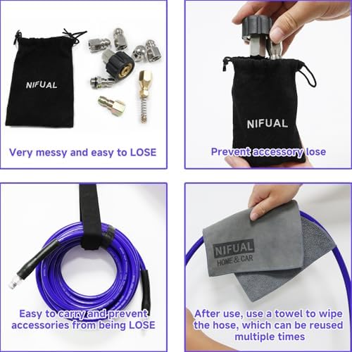 NIFUAL 100FT sewer jetter kit for pressure washer