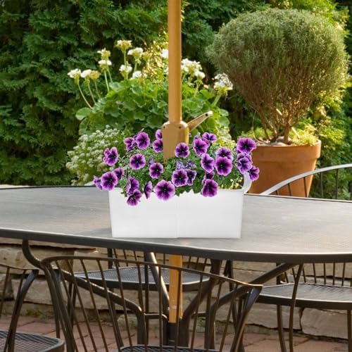 White Square Umbrella Planter for Patio Tables