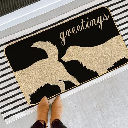 Funny Dog Door Mat Welcome Mat for Humans with Greetings Design