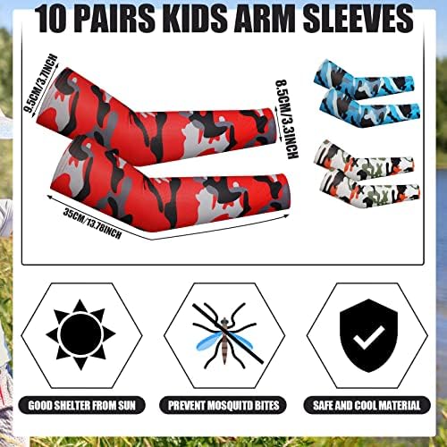 Xuhal 10 Pair Kids Arm Sleeves for Basketball Baseball UV Protection
