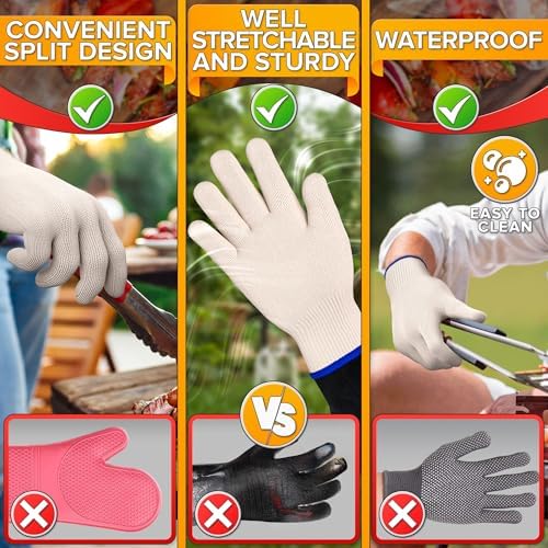 Heat Resistant Gloves for Grilling Baking - Durable Aramid Mitts with Fingers