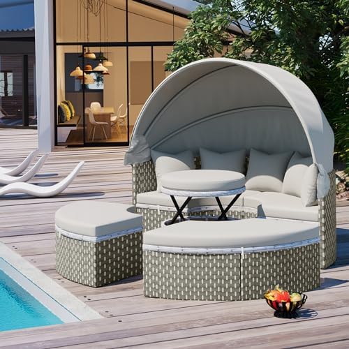 Beautiful Weather-Resistant Rattan Daybed Set