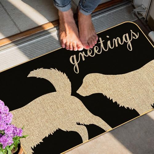 Funny Dog Door Mat Welcome Mat for Humans with Greetings Design