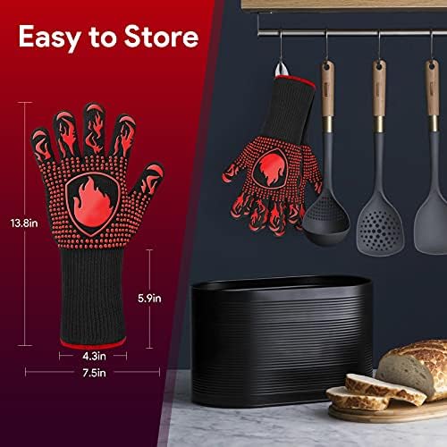 Extreme Heat Resistant BBQ GlovesHigh temp 1472 Instant Protection for Grilling Cooking