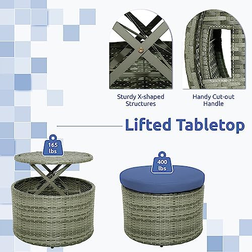 COSTWAY patio daybed set with retractable canopy and wicker furniture