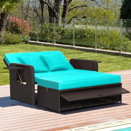 Tangkula patio wicker daybed set