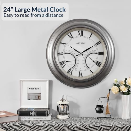 Elegant 24-Inch Waterproof Outdoor Clock for Garden Patio