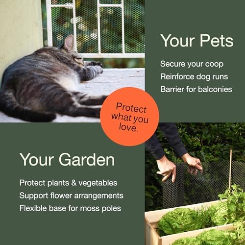 MAPORCH Black Plastic Wire Mesh Fence for Poultry Dogs Rabbits - Snake Barrier