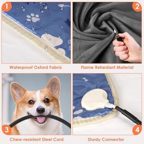 Comfort with Heat Adjustable Pet Heating Pad for Dogs Cats