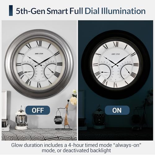 Elegant 24-Inch Waterproof Outdoor Clock for Garden Patio