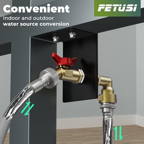 Water Spigot Kit with Brass Connector and Screen Door Adapter - Black