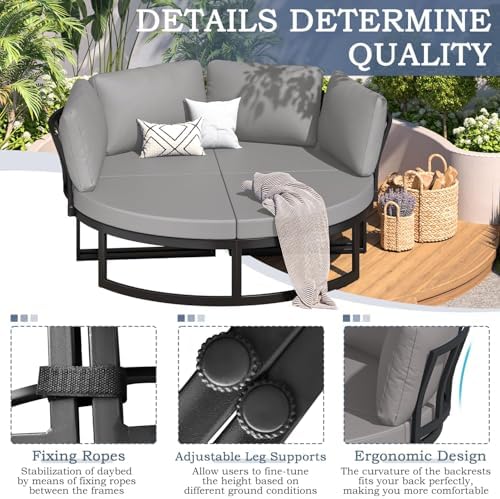 AECOJOY Metal Outdoor Daybed Sectional