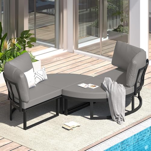 AECOJOY Metal Outdoor Daybed Sectional