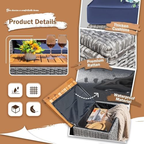 Devoko Outdoor Day Bed 2 Storage Tables