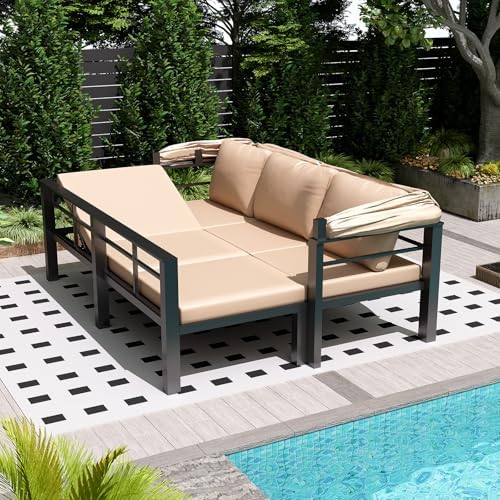 Convertible daybed retractable canopy for outdoor relaxation